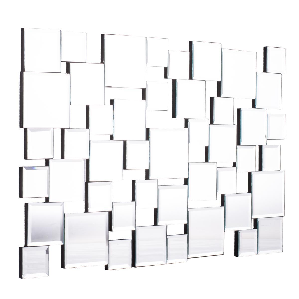 Miroir graphique - Verre - 60 x 40 cm - Blanc