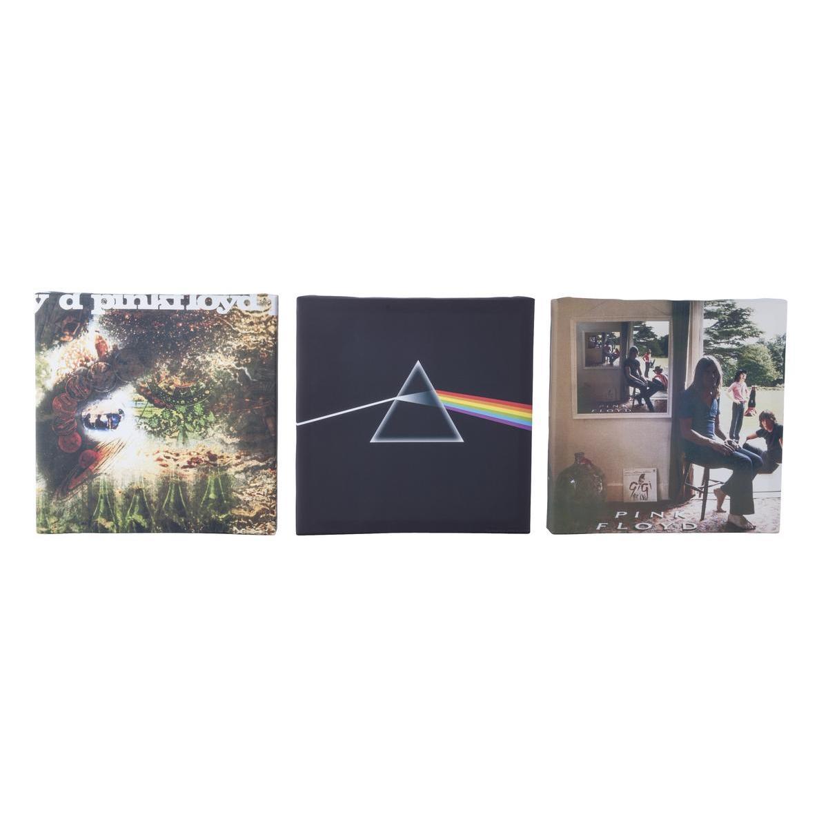 3 toiles Pink Floyd - Bois et coton - 30 x 30 cm - Multicolore