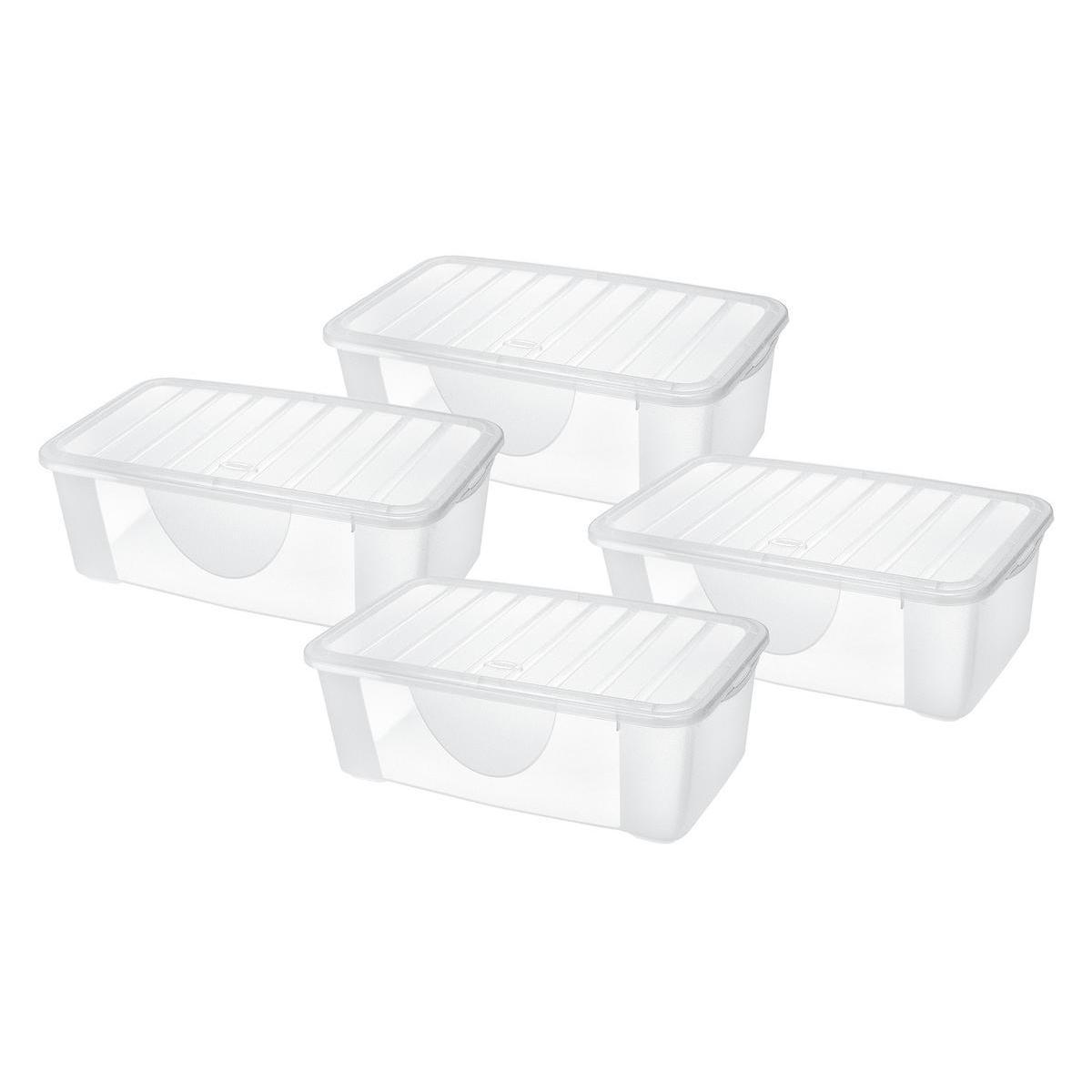 4 boîtes de rangement dodo - Plastique - 32,7 x 19 x H 11,4 cm - Blanc