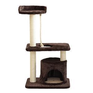 Arbre à chat 3 niveaux - Polyester et bois - 49 x 39 x H 90 cm - Beige et marron