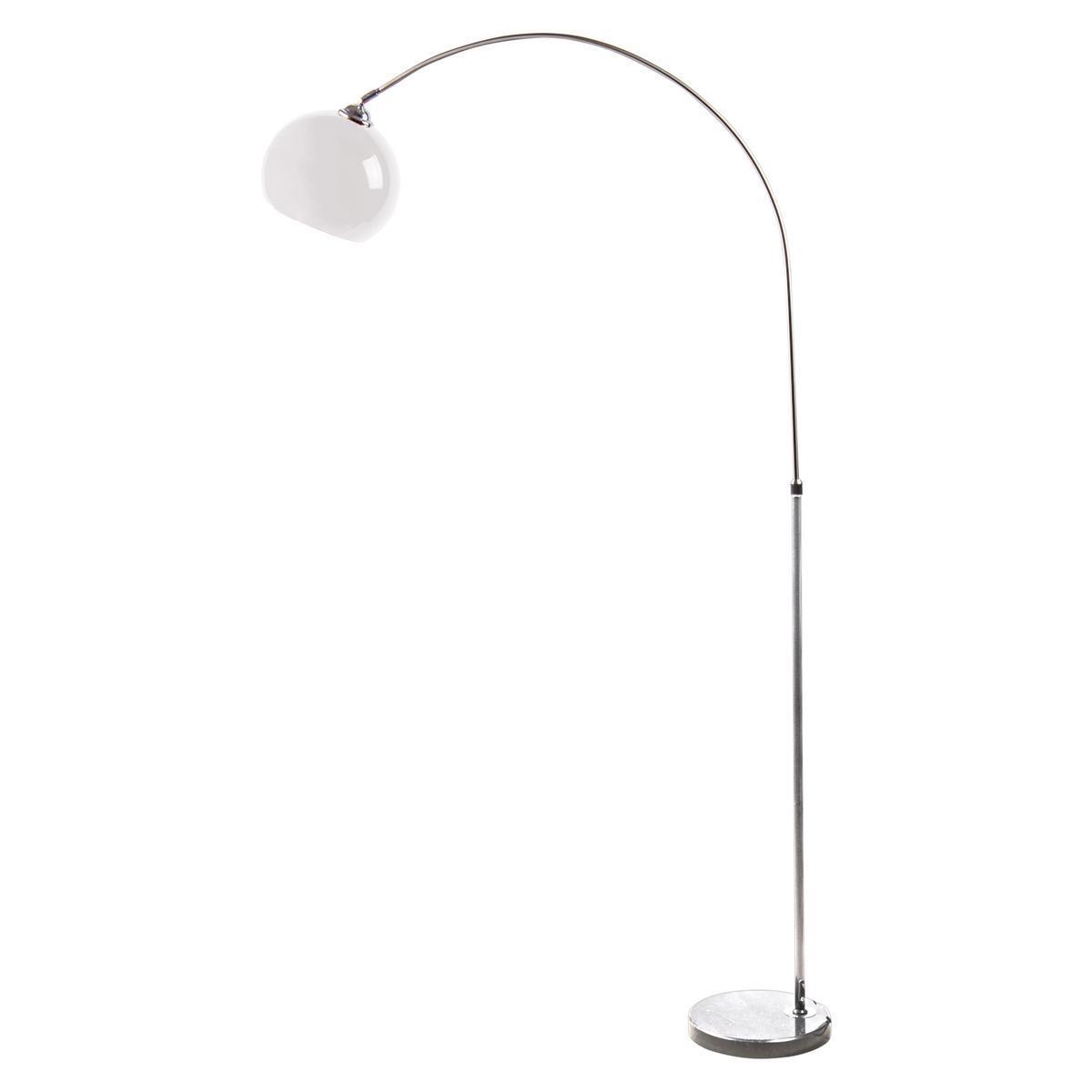Lampadaire arc - Acier et acrylique - 95 x 30 x H 190 cm - Gris et blanc