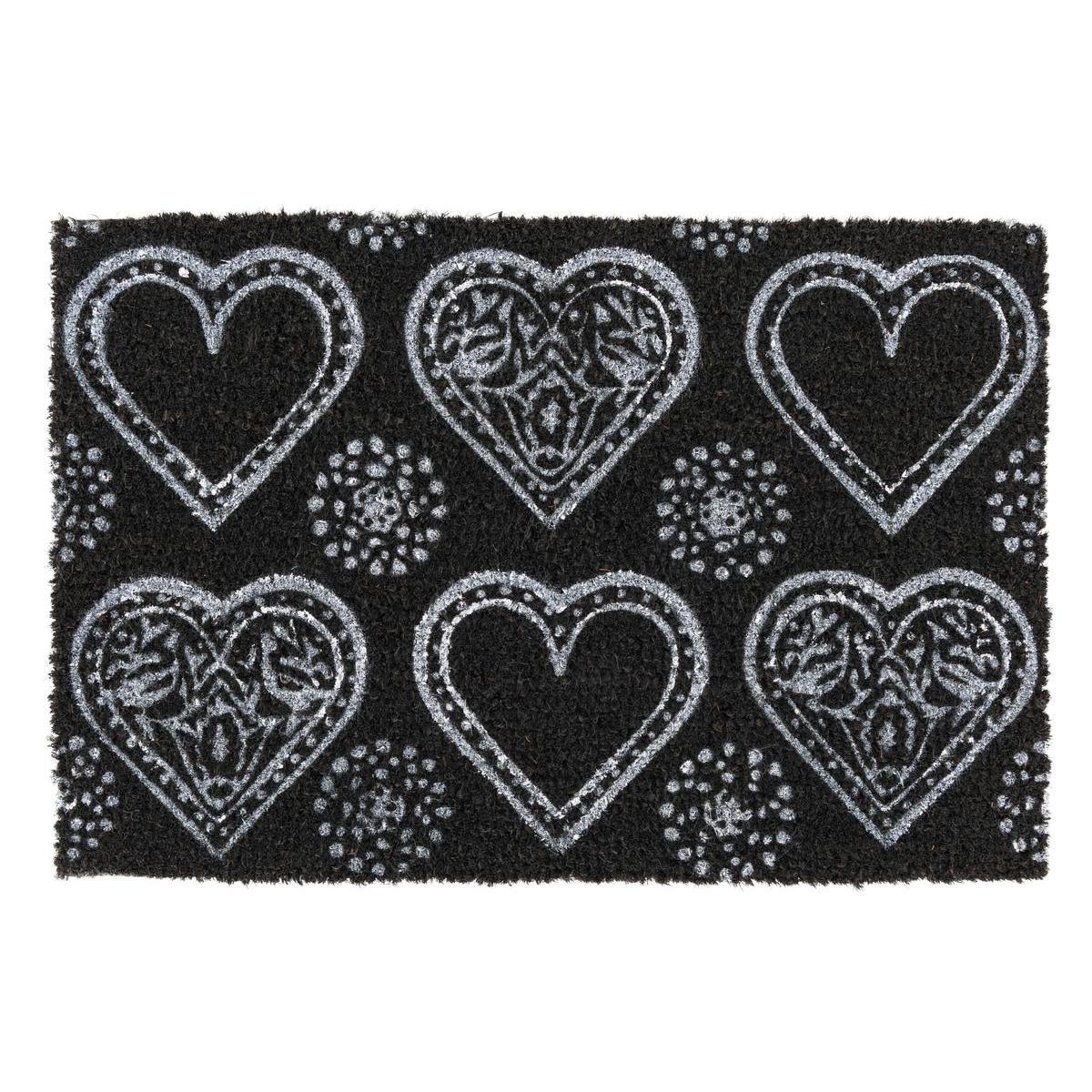 Tapis cœur - Coco - 40 x 60 cm - Noir et blanc