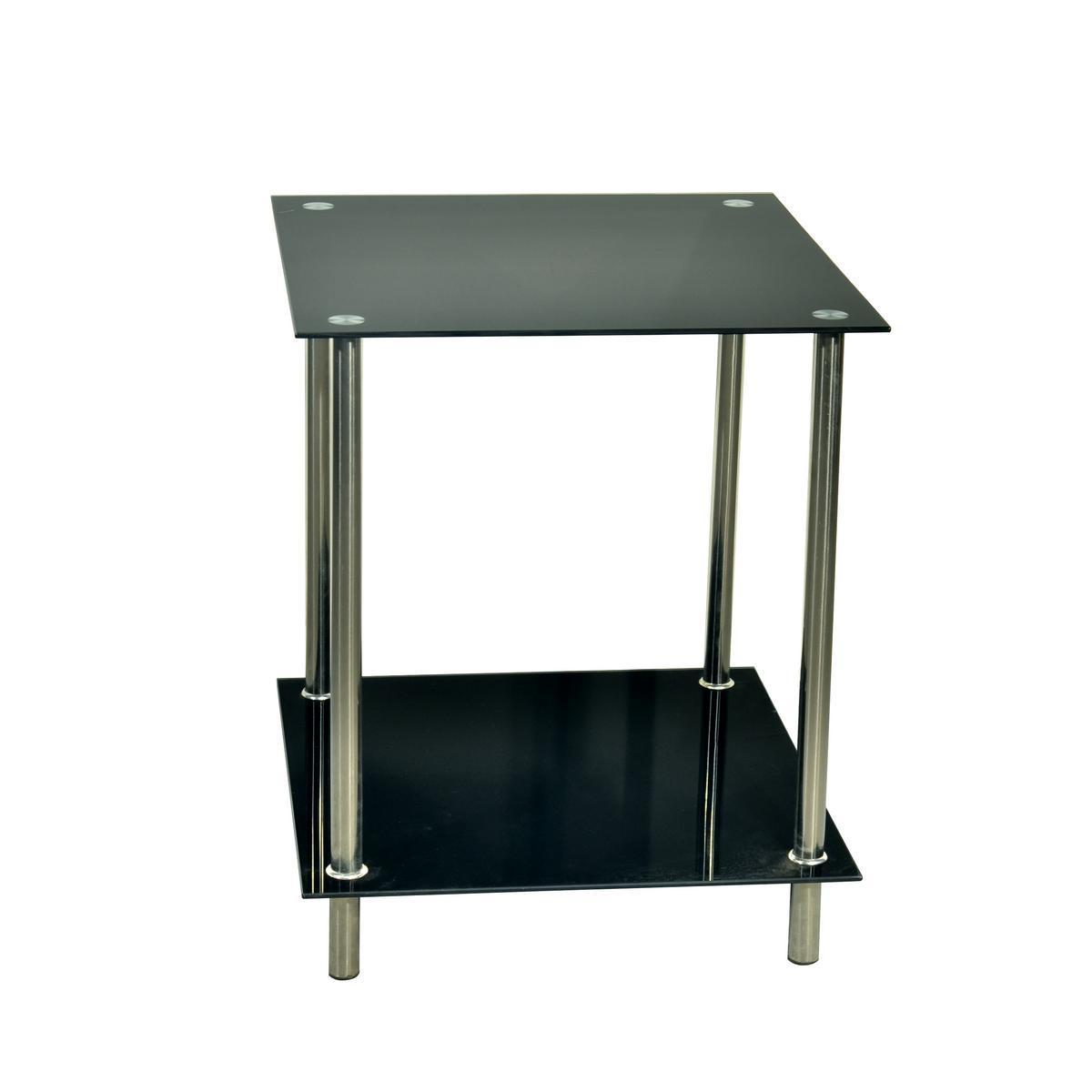 Table basse d'appoint - Verre et métal - 40 x 40 x H 50 cm - Noir