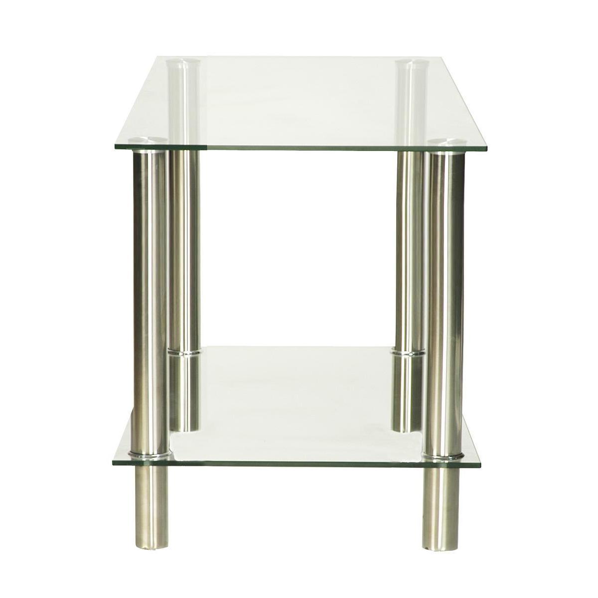 Table basse d'appoint - Verre et métal - 40 x 40 x H 50 cm - Transparent
