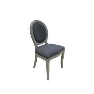 Chaise médaillon - Peuplier et tissu - 48 x 57 x H 94 cm - Gris