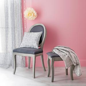 Chaise médaillon - Peuplier et tissu - 48 x 57 x H 94 cm - Gris