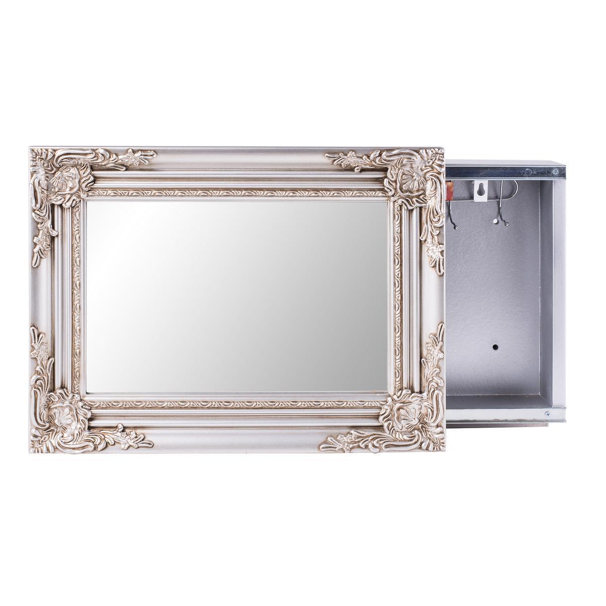 Armoire miroir - Paulownia et verre - 34 x 22 cm - Gris argent