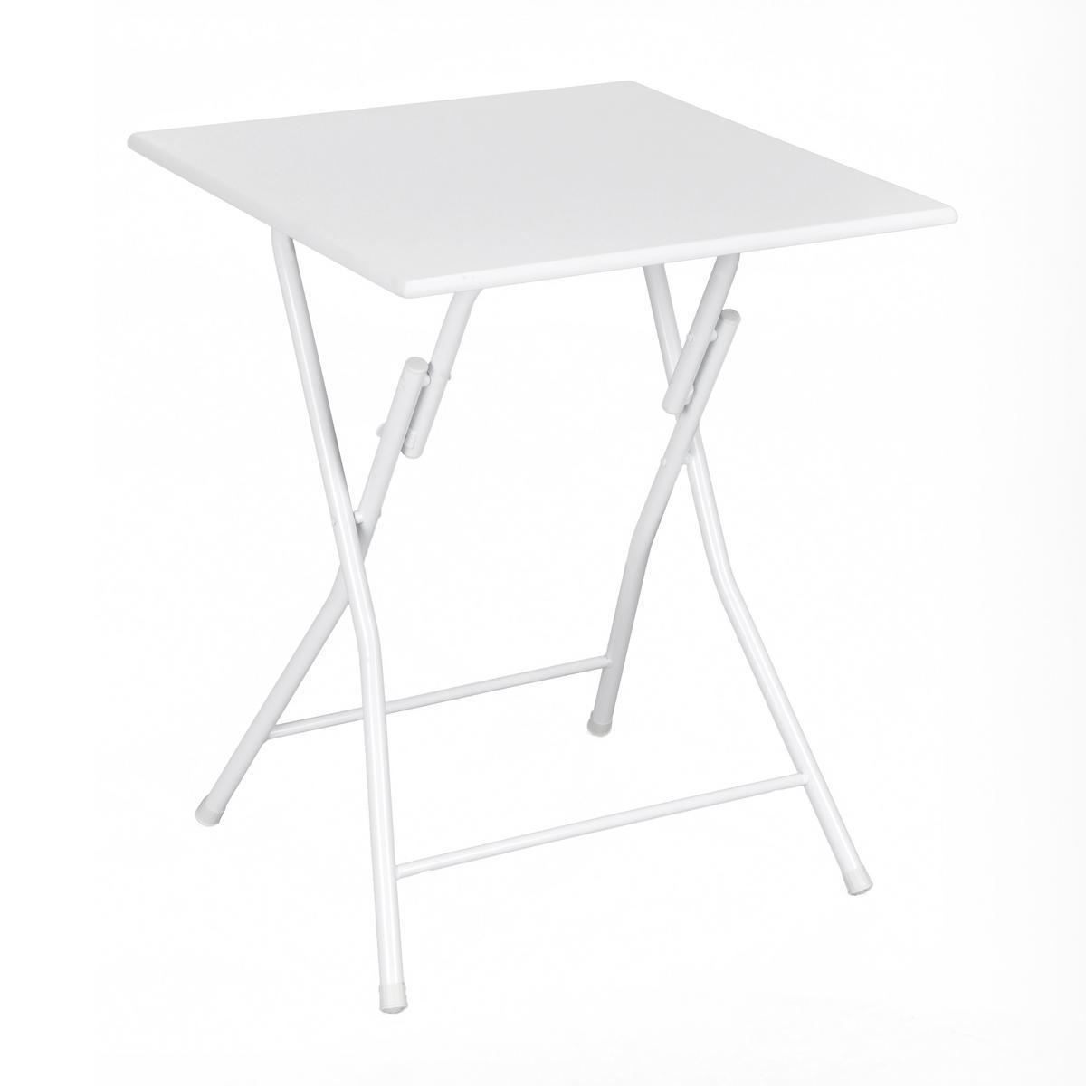 Table pliante - MDF - Métal - 60 x 60 x H 75 cm - Blanc