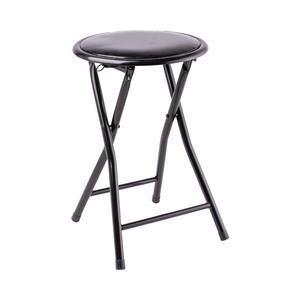 Tabouret rond pliant - Métal - PVC - 30 x 30 x H 45 cm - Noir