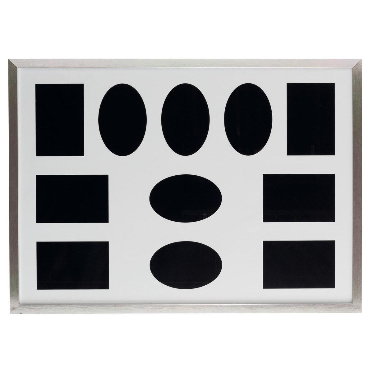 Cadre multi vues - MDF - 50 x 70 cm - Taupe, noir et argent