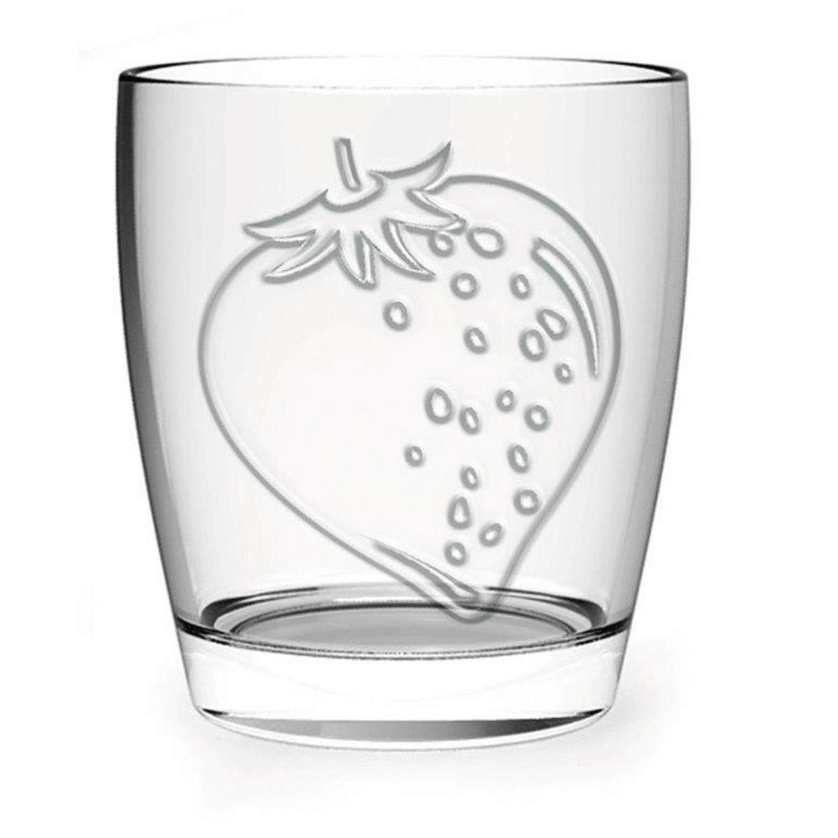 Verre motif fraise - Verre - 25 cl - Transparent