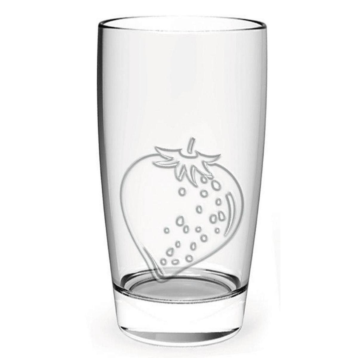 Verre motif fraise - Verre - 30 cl - Transparent