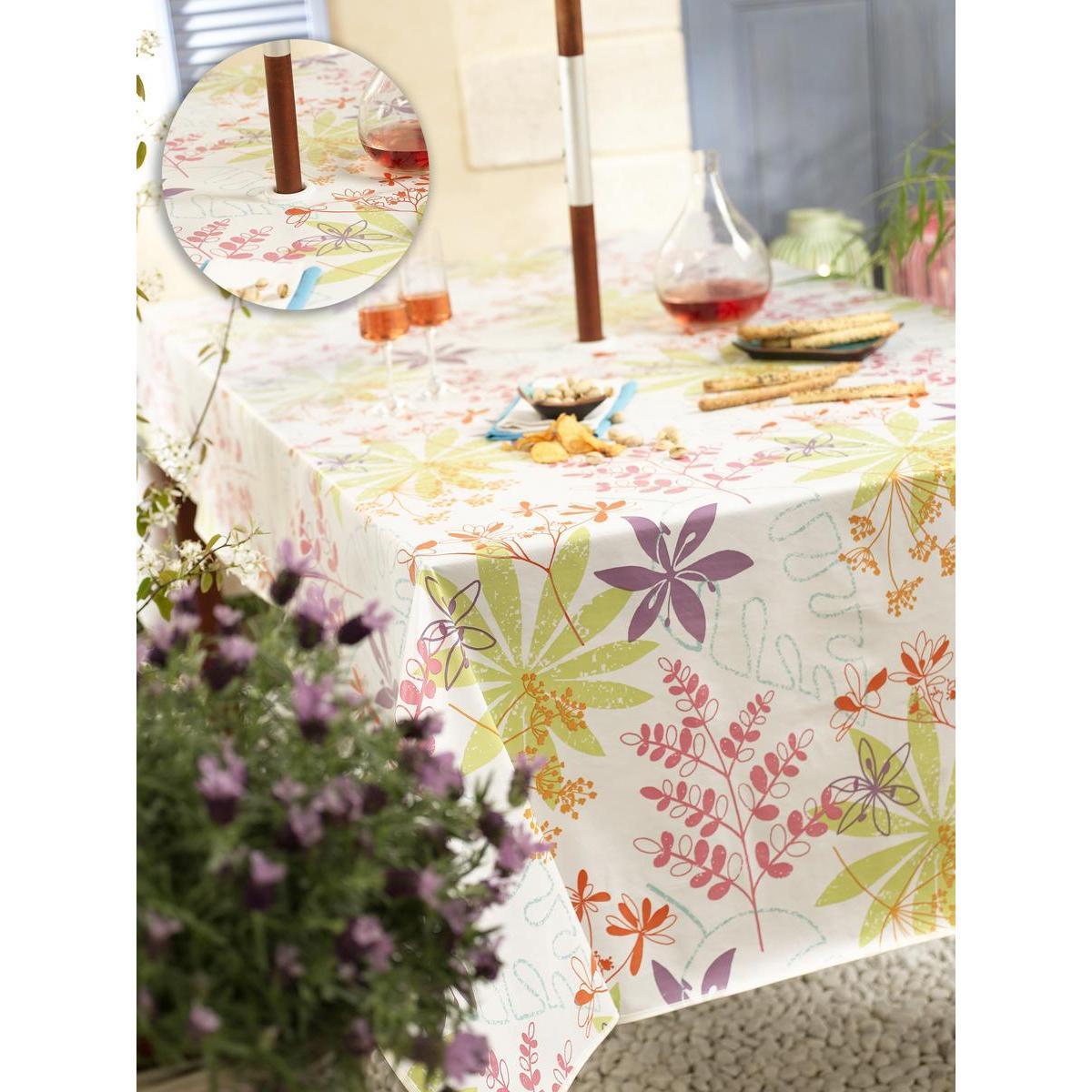 Toile cirée + œillet pour parasol offert - PVC et polyester - 140 x 200 cm - Multicolore