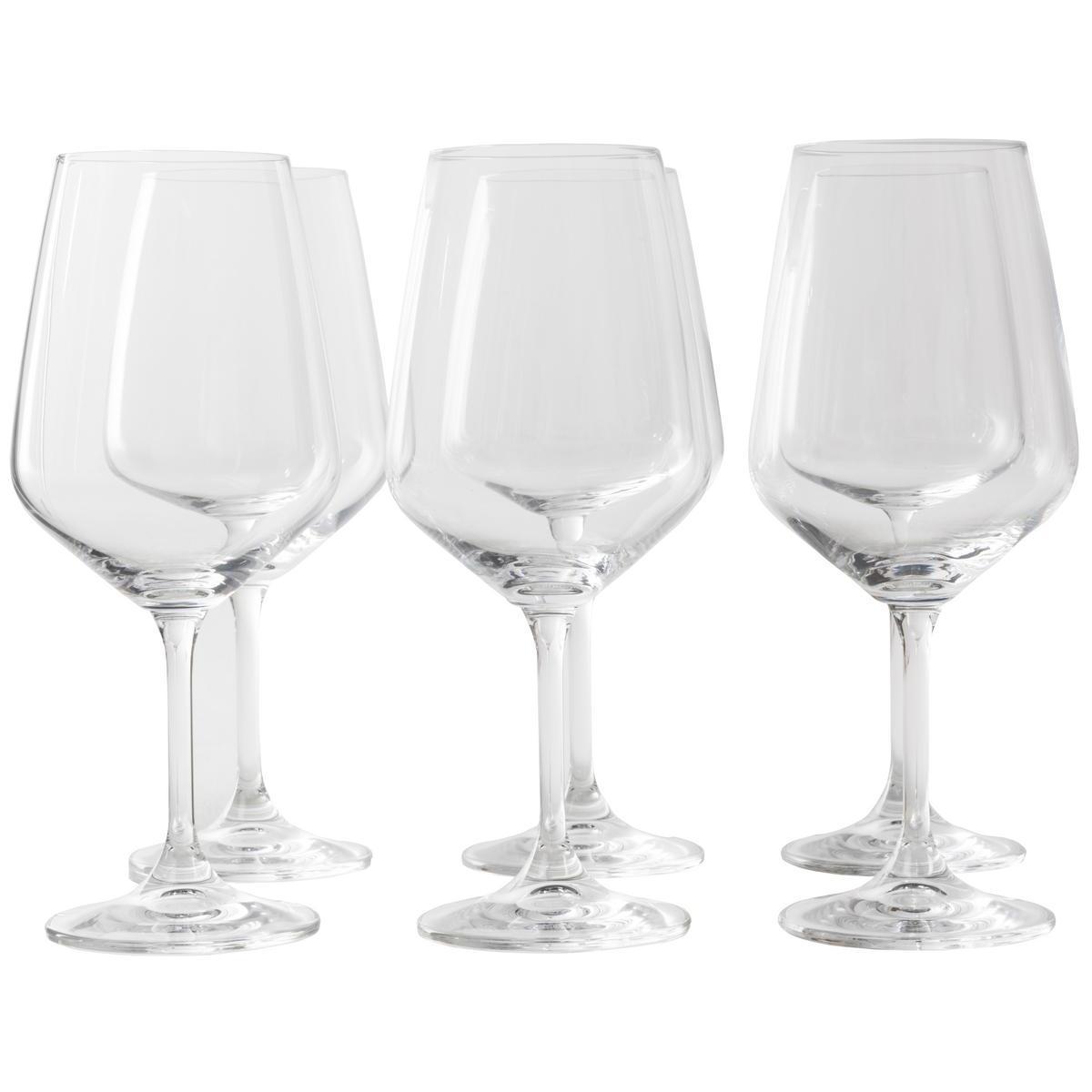 6 verres à vin - Verre - 50 cl - Transparent