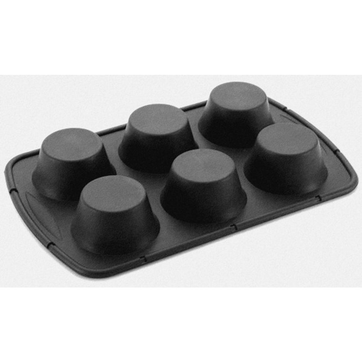 Plaque moule 6 muffins - Silicone - 28,7 x 18,4 x 3 cm - Gris