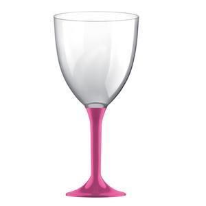 6 verres maxi à pied - Plastique - 30 cl - Fuchsia et transparent