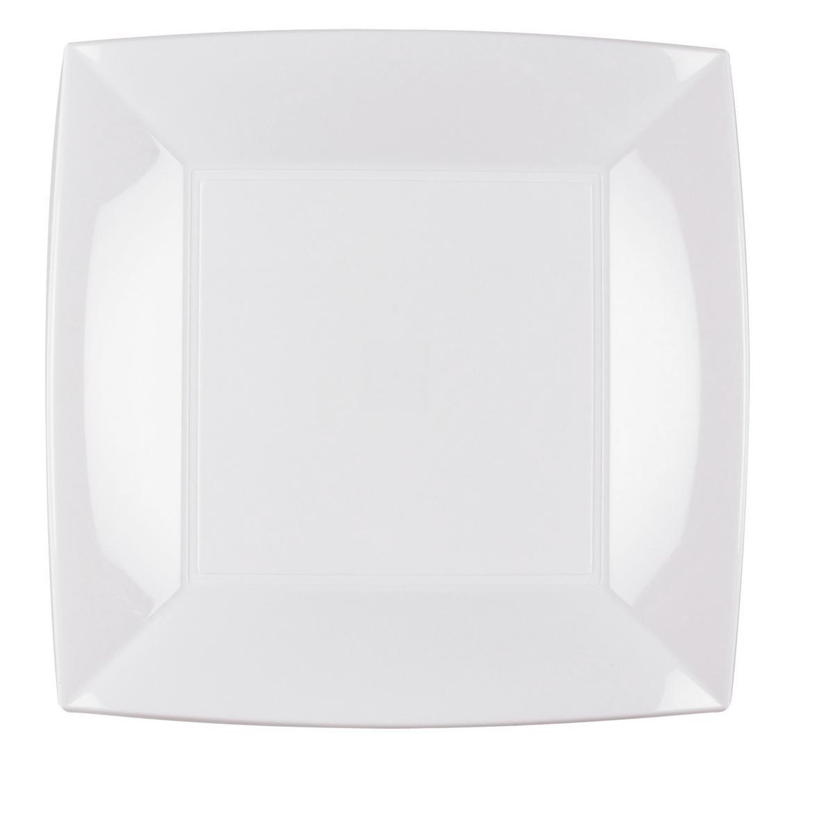 6 assiettes carrées jetables - Polypropylène - 23 x 23 cm - Blanc