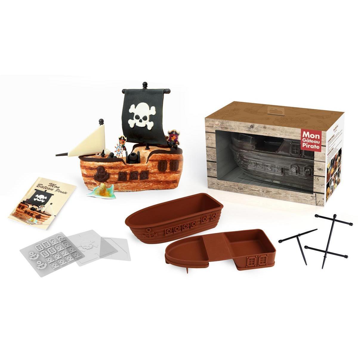 Kit gâteau pirate 3D - Silicone - 20 cm - Marron