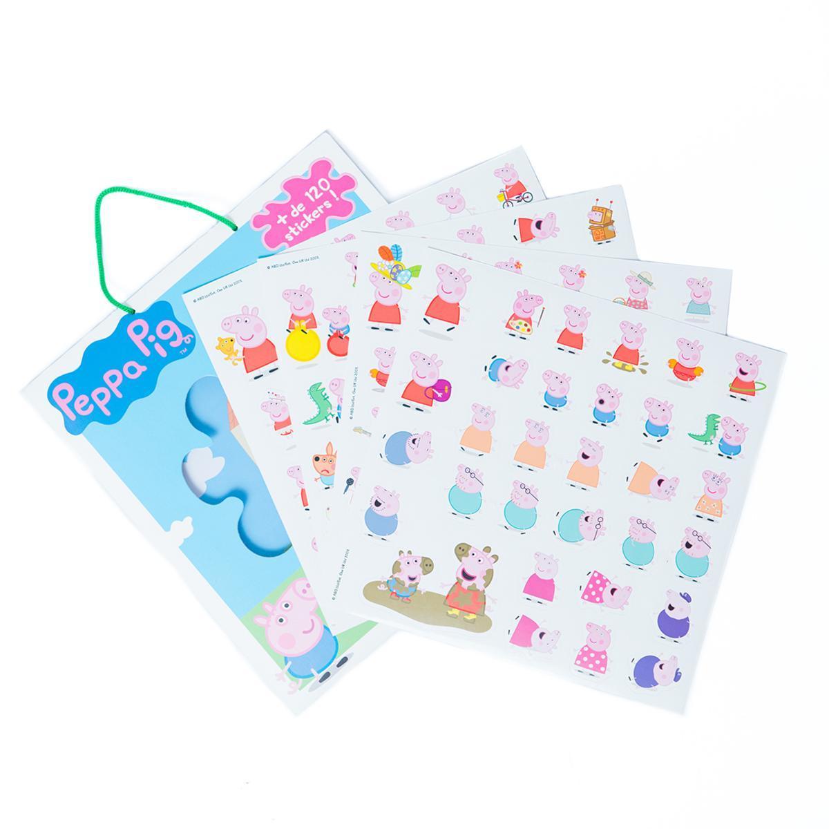 Set de 120 autocollants et plance décor Peppa Pig - 21,5 x 23 cm - Multicolore