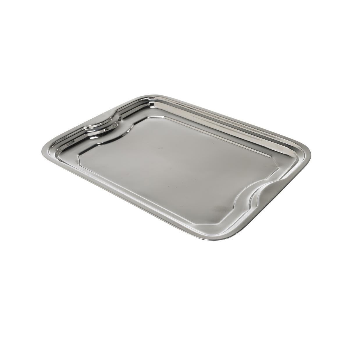 Plateau de service ou présentation - Acier inoxydable - 43 x 32 cm - Gris