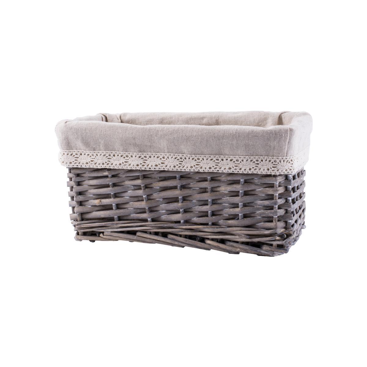 Panier de rangement - Osier - 28 x 18 x H 13 cm - Beige