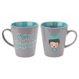 Mug 'Mon Prince' - Grès - 35 cl - Bleu et gris