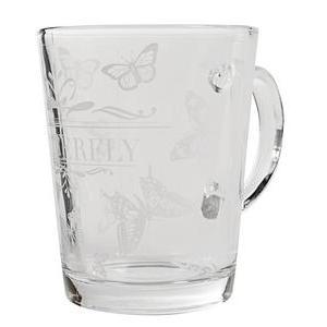 Mug décoré 'Butterfly' - Verre - 26 cl - Transparent et noir