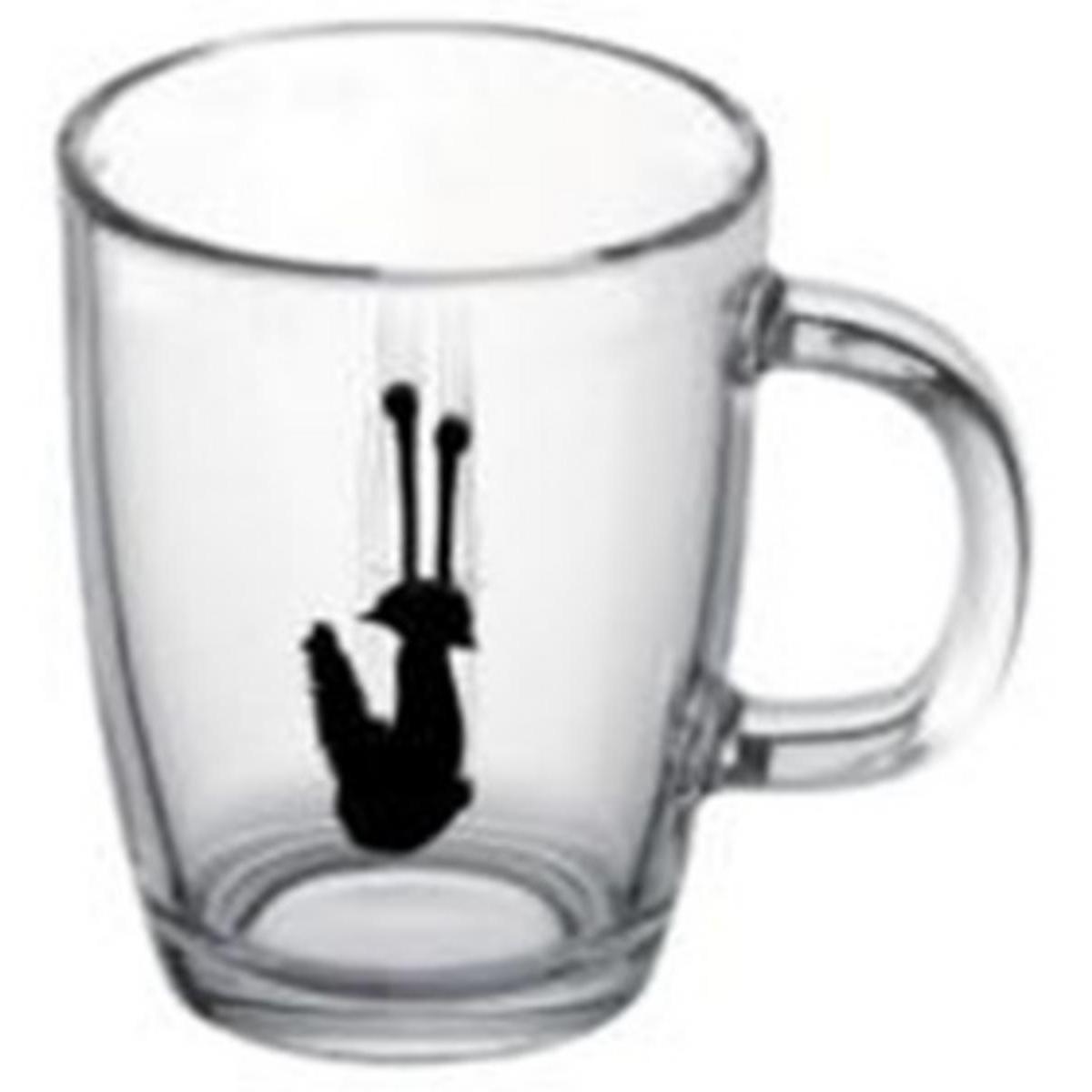 Mug décoré chat - Verre - 26 cl - Transparent et noir