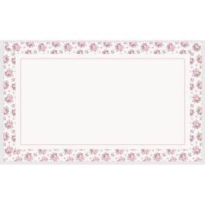 Nappe 'floral' - 100 % coton - 150 x 250 cm - Blanc cassé et rose