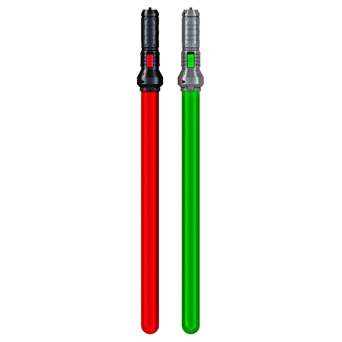 Épée lumineuse - Plastique et mousse - 5 x 9,5 x 66,5 cm - Vert ou rouge
