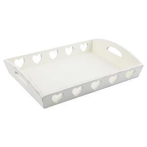 Plateau cœur - MDF - 30 x 40 x H 7,5 cm - Blanc