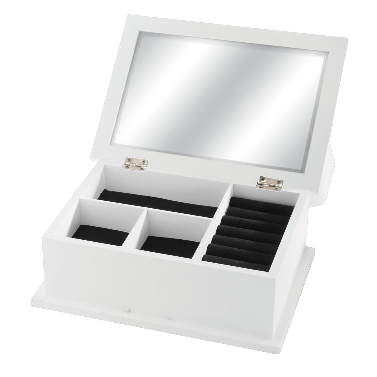 Boîte à bijoux - 24 cm - MDF et Verre -Blanc