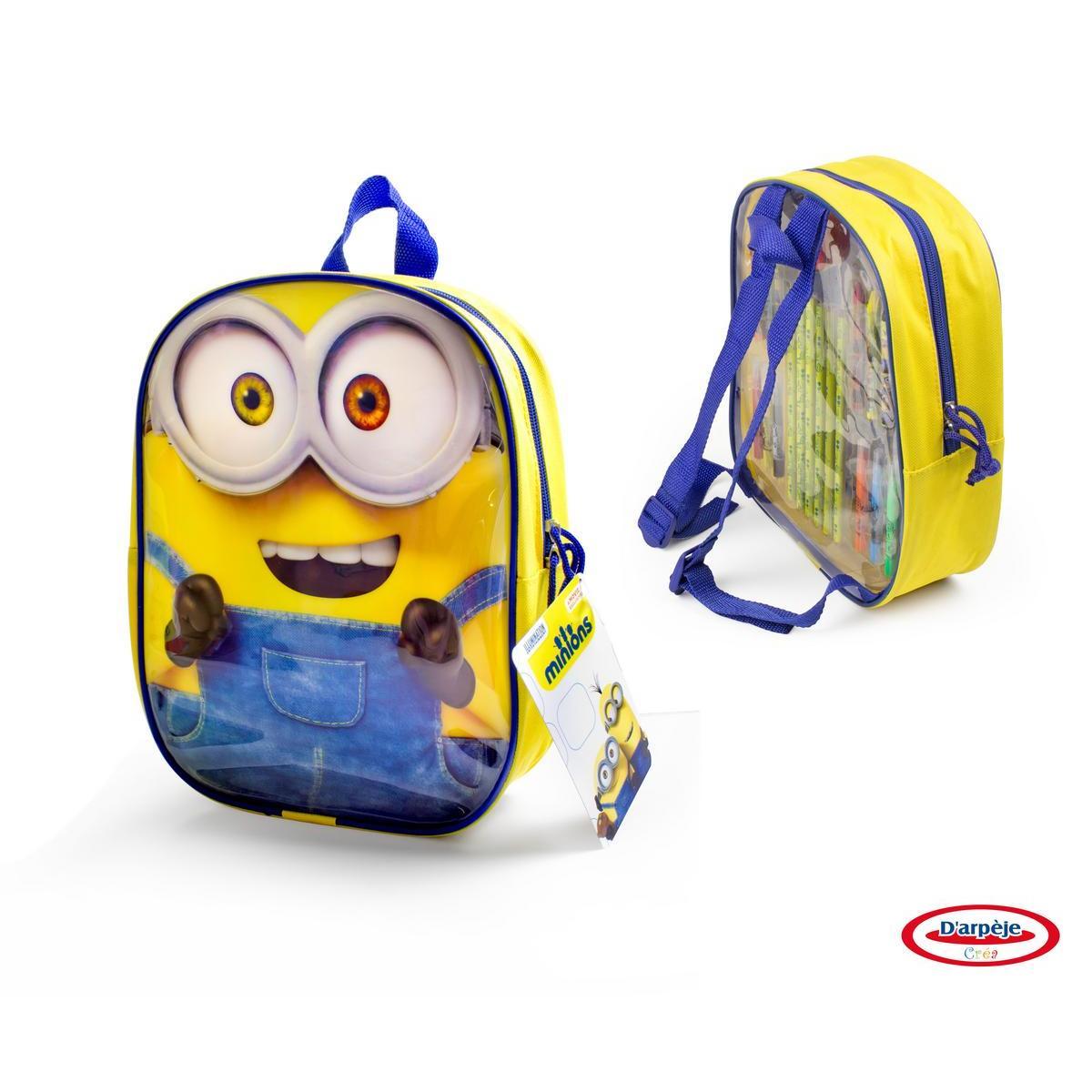 Sac à dos garni Minions - Plastique et tissu - 24 x 8 x H 29,5 cm - Multicolore