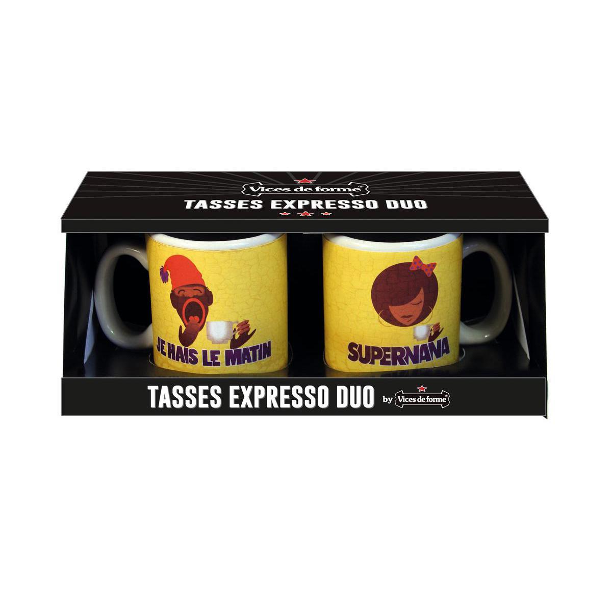 Coffret 2 tasses - Céramique - 3,5 cl - Multicolore