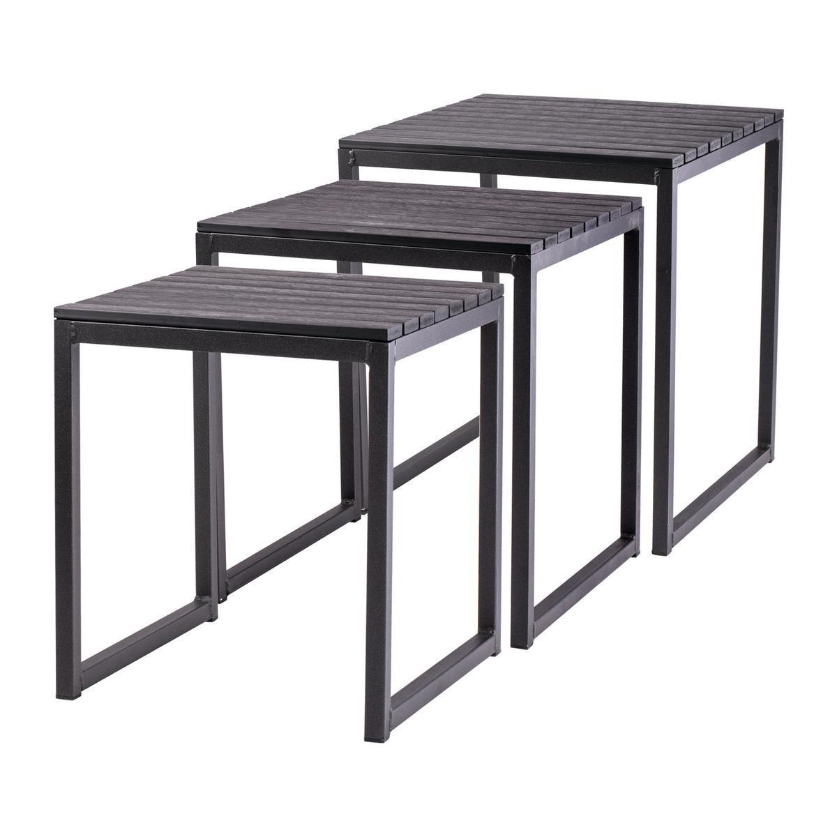 3 tables gigognes - Aluminium et MDF - Noir