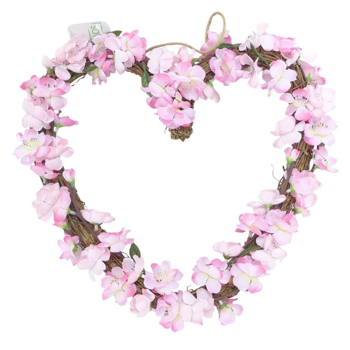 Cœur de fleurs de pommier - Plastique - Ø 34 x H 30 cm - Multicolore