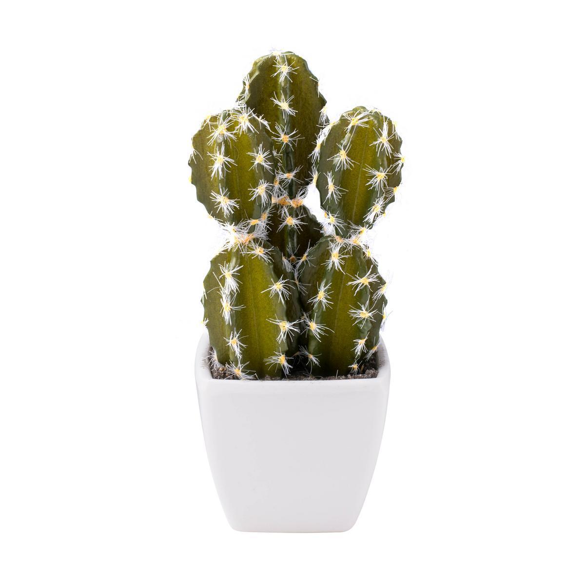 Cactus en pot - H 12 à 14 cm -Plastique - 2 modèles au choix