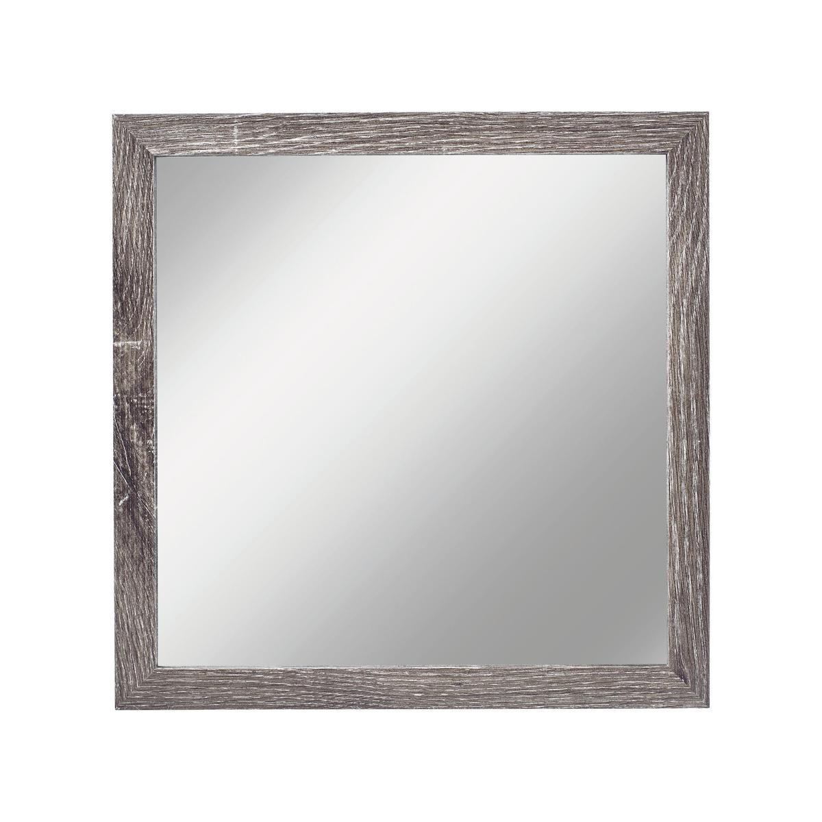 Miroir chêne foncé - 30 x 30 cm - Transparent, marron