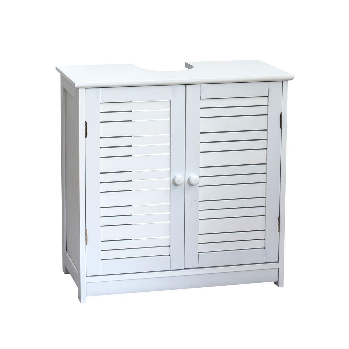 Meuble sous lavabo - MDF - 60 x 30 x H 60 cm - Blanc