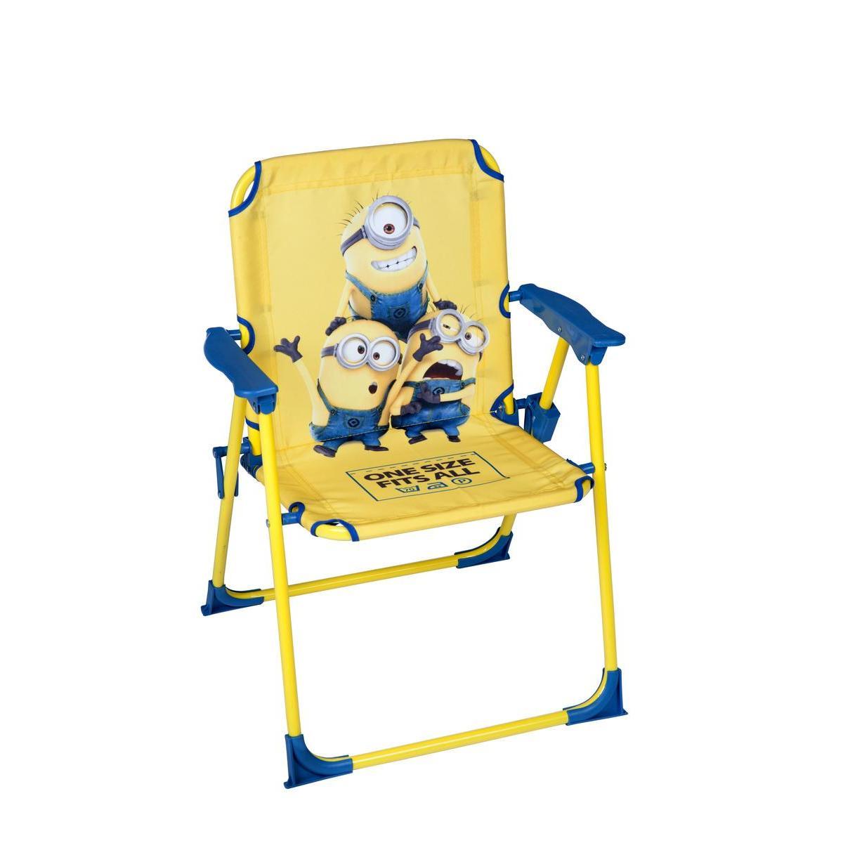 Chaise de jardin enfants Minions - Métal et polyester - 37,5 x 39,5 x H 53 cm - Multicolore