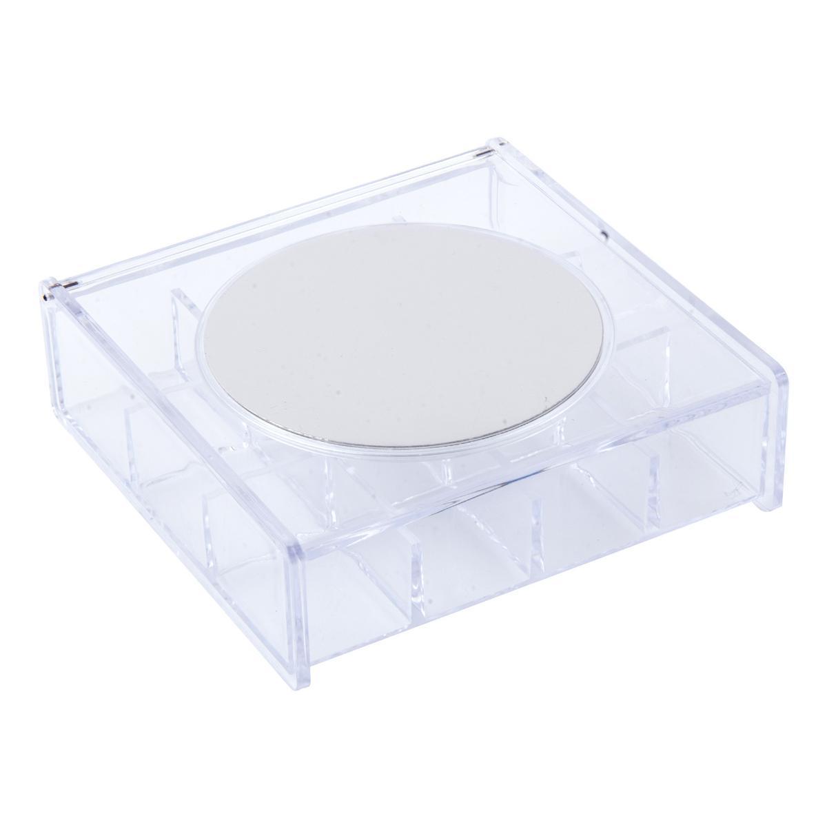 Boîte de rangement de cosmétiques - Plastique - 15 x 15 x H 4,5 cm - Transparent