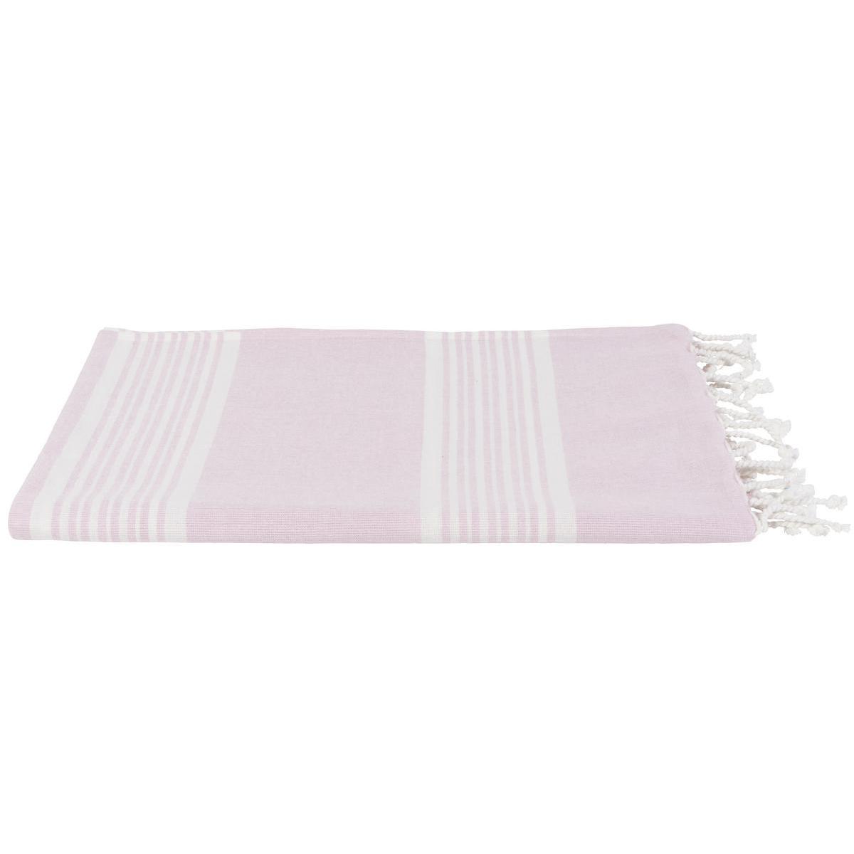 Fouta à franges - 100 clair - foutas 100 x 180 cm - Rose