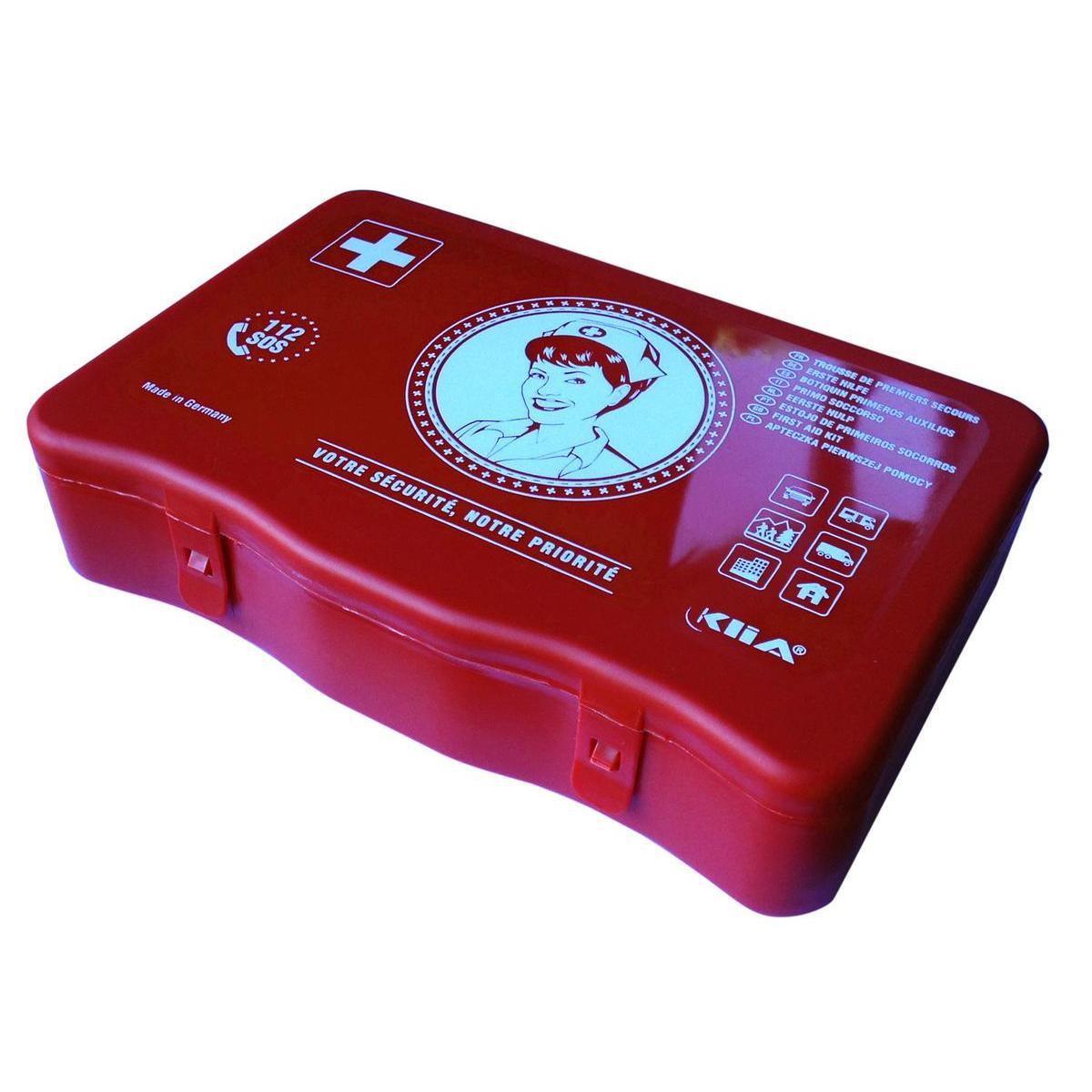 Coffret de premiers secours - Plastique - 22 x 13.5 x H 5 cm - Rouge