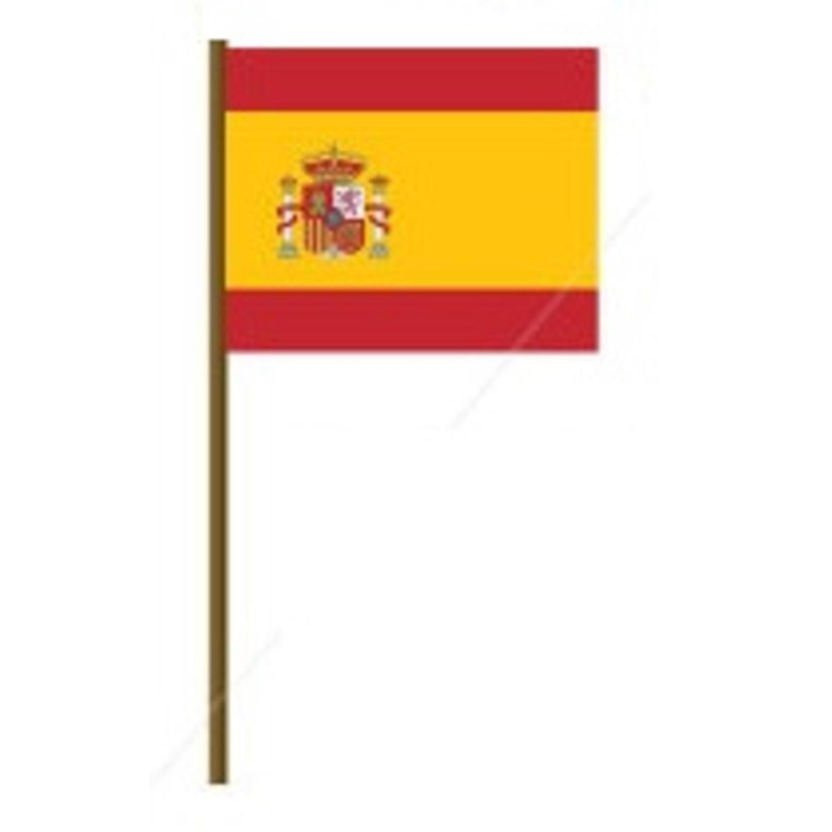 Drapeau sur manche Espagne - L 45 x H 50 x l 30 cm - Rouge, jaune