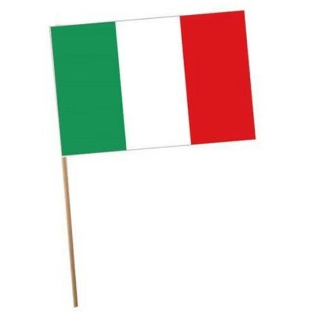 Drapeau sur manche Italie - L 45 x H 50 x l 30 cm - Vert, blanc, rouge
