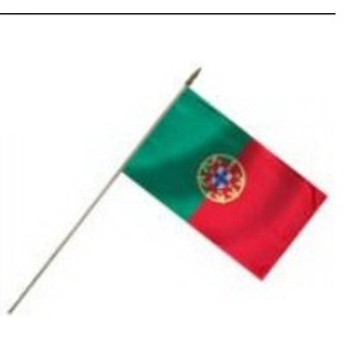 Drapeau sur manche Portugal - L 45 x H 50 x l 30 cm - Vert, rouge