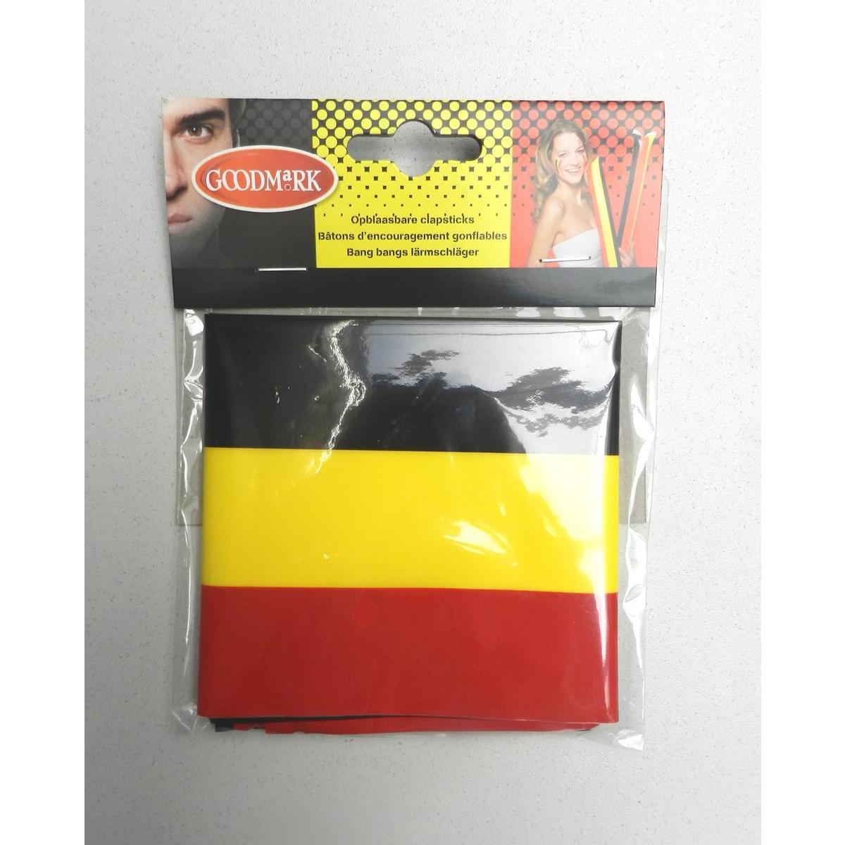 2 clap-clap supporter de la Belgique - 25 x 56 x 20 cm - Noir, jaune, rouge