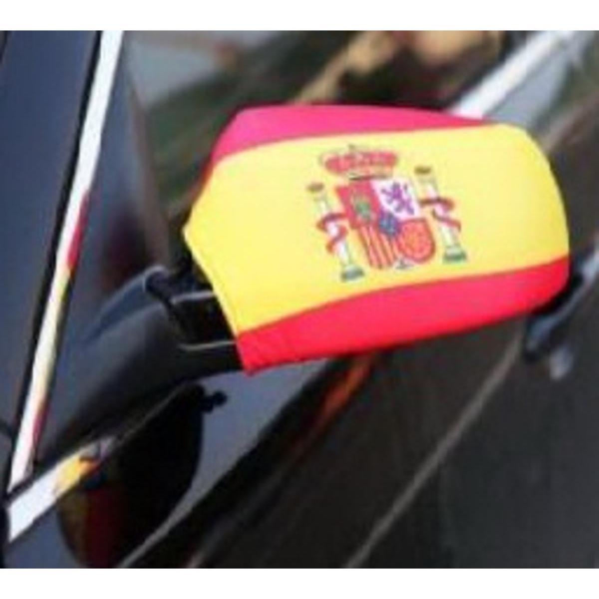Housse de rétroviseur supporter de l'Espagne - L 25 x l 24 cm - Rouge, jaune