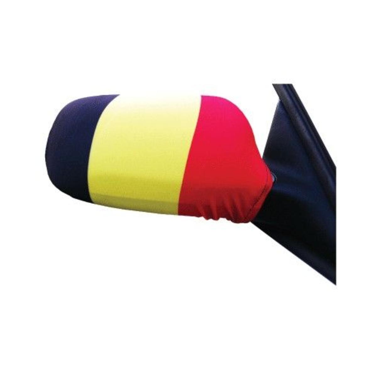 Housse de rétroviseur supporter de la Belgique - L 25 x l 24 cm - noir, rouge, jaune