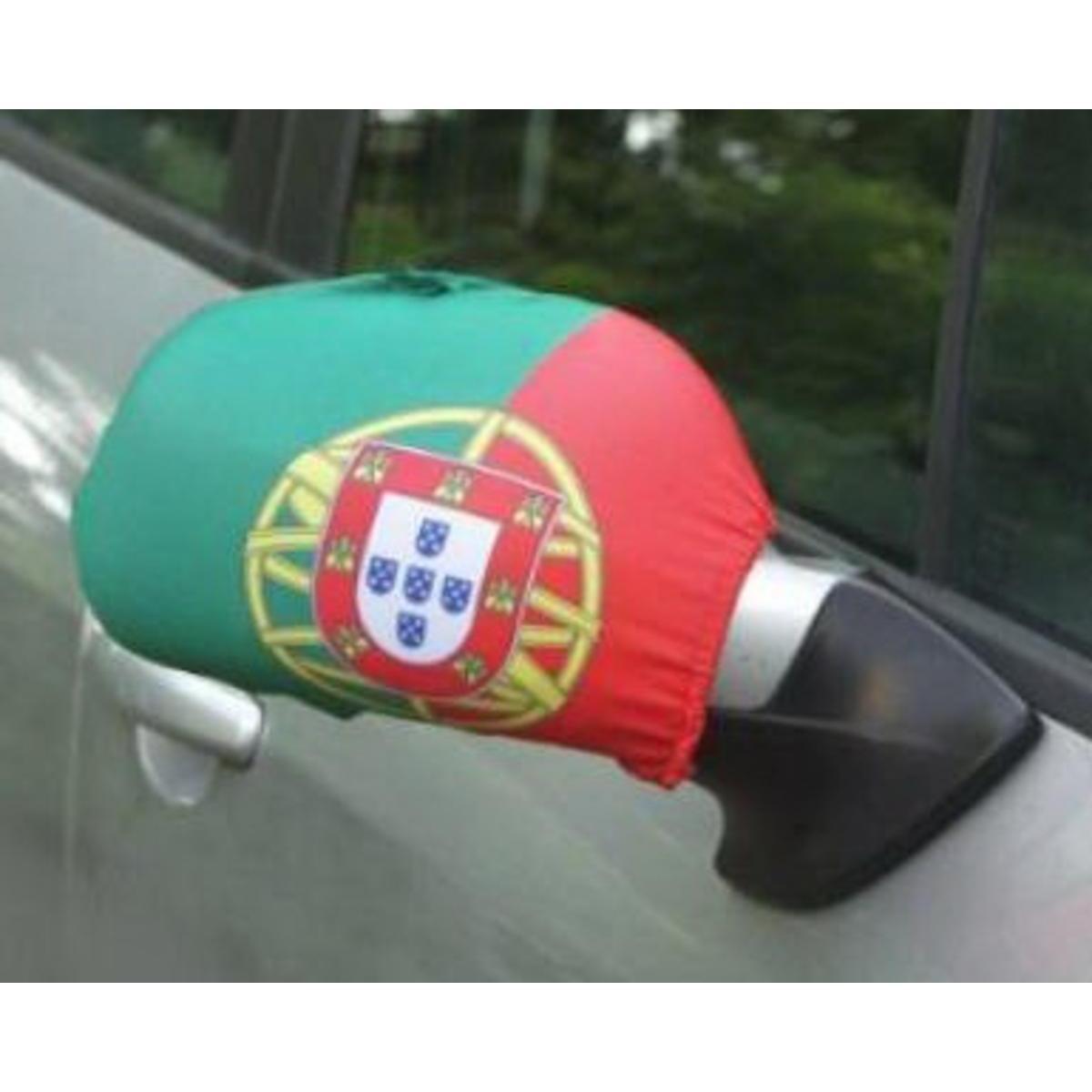 Housse de rétroviseur supporter du Portugal - L 25 x l 24 cm - Vert, rouge